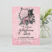 ピンク不気味とブラックスパイダーウェブ招待状 招待状 (スタンド正面)