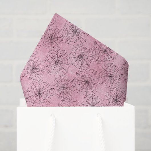ピンク不気味と黒のクモの巣 薄葉紙 (ギフトバッグ)