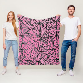 ピンク不気味のハロウィーンスパイダーウェブ フリースブランケット