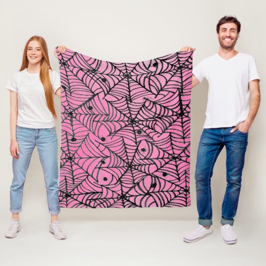 ピンク不気味のハロウィーンスパイダーウェブ フリースブランケット (インサイチュ)