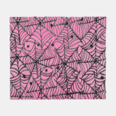 ピンク不気味のハロウィーンスパイダーウェブ フリースブランケット (正面(横))