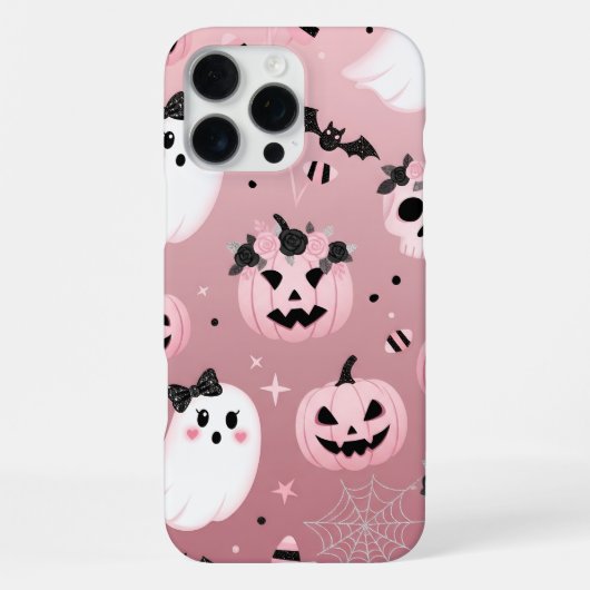 ピンク不気味のハロウィーン iPhoneケース (裏面)