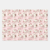 ピンク不気味の弓を使ったかわいい幽霊 ラッピングペーパーシート (正面3)