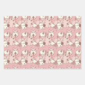 ピンク不気味の弓を使ったかわいい幽霊 ラッピングペーパーシート (正面2)