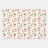 ピンク不気味の弓を使ったかわいい幽霊 ラッピングペーパーシート (正面)