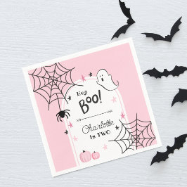 ピンク不気味ハロウィーンかわいい幽霊2nd誕生日 スタンダードカクテルナプキン