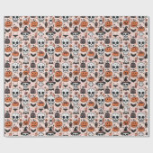 ピンク不気味ハロウィーンテーマタイル ラッピングペーパー (フラット)