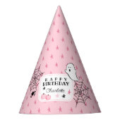 ピンク不気味ハロウィーンハッピーバースデー名 パーティーハット (正面)
