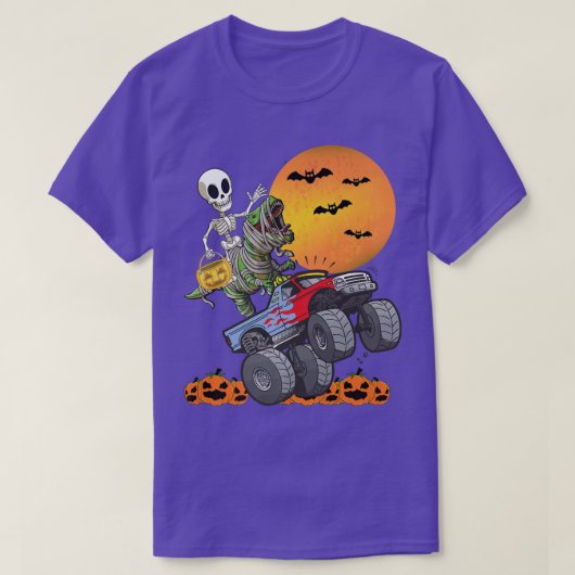 ピンク不気味ハロウィーンモンスタートラックパンプキンミイラ Tシャツ (デザイン正面)