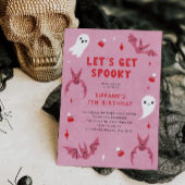 ピンク不気味ハロウィーン誕生日パーティー 招待状