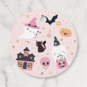 ピンク不気味ハロウィーン誕生日メッセージカード フェイバータグ (裏面)