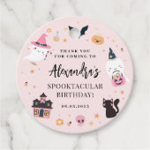 ピンク不気味ハロウィーン誕生日メッセージカード フェイバータグ (正面)