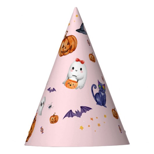 ピンク不気味ハロウィーン誕生日 パーティーハット (正面)
