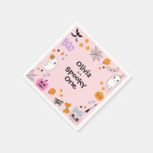 ピンク不気味ワンカワイイ幽霊ハロウィーン1歳 スタンダードカクテルナプキン (角)