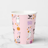 ピンク不気味ワンカワイイ幽霊ハロウィーン1歳 紙コップ (左)