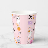 ピンク不気味ワンカワイイ幽霊ハロウィーン1歳 紙コップ (右)