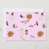 ピンク不気味ワンハロウィーン幽霊1stバースデーフォト 招待状 (裏面)