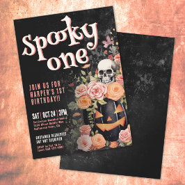 ピンク不気味ワンバースデーパーティー 招待状