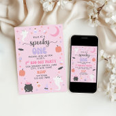 ピンク不気味ワンバースデー招待状 招待状