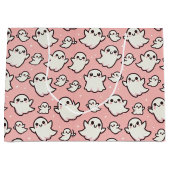 ピンク不気味幽霊パーティーハロウィーン ラージペーパーバッグ (正面)