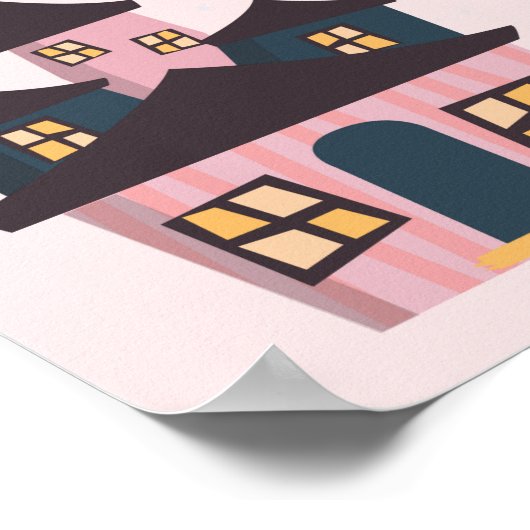 ピンク不気味誕生日ウェルカムサイン ポスター (角)