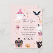 ピンク不気味誕生日サンキューカード サンキューカード (正面/裏面)