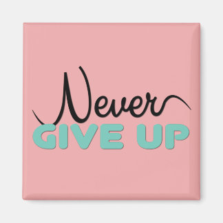 ピンク与えとブルーのマグネット「Never Up」 マグネット