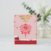 ピンク中国のの新年レッドフラワー雪フーフォーチュン (スタンド正面)