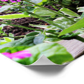 ピンク中国のの花を冠した紫犬 ポスター (角)