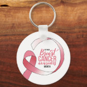 ピンク乳がんリボンスケッチBCA月 キーホルダー (正面)