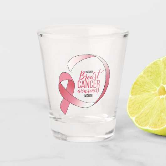 ピンク乳がんリボンスケッチBCA月 ショットグラス (正面)