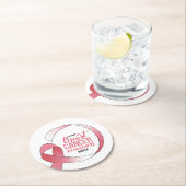 ピンク乳がんリボンスケッチBCA月 ラウンドペーパーコースター (インサイチュ)