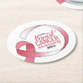 ピンク乳がんリボンスケッチBCA月 ラウンドペーパーコースター (アングル)