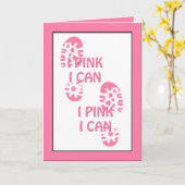 ピンク乳がん歩行私はグリーティングカードができる カード (黄色い花)