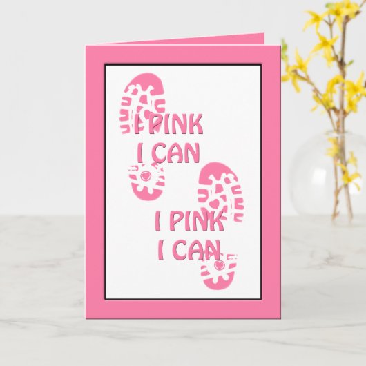 ピンク乳がん歩行私はグリーティングカードができる カード (黄色い花)