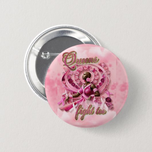 ピンク乳がん認識度黒人女性 缶バッジ (正面&裏面)