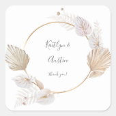 ピンク乾燥リーフぼほフローラありがとう3 スクエアシール (正面)