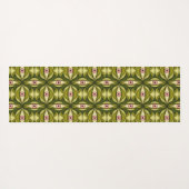 ピンク予測できなの目と緑の植物模様 ヨガマット (裏面(横))