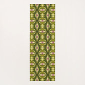 ピンク予測できなの目と緑の植物模様 ヨガマット (裏面)