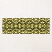 ピンク予測できなの目と緑の植物模様 ヨガマット (正面(横))