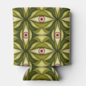 ピンク予測できなの目と緑の植物模様 缶クーラー (裏面)