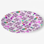 ピンク人気がある美容師及び美容師 ペーパープレート (アングル)