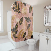 ピンク人気がある金ゴールドボ葉ホコレクション シャワーカーテン (インサイチュ)