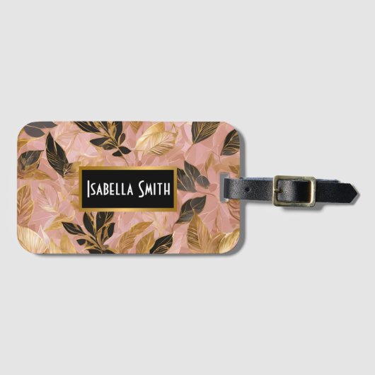 ピンク人気がある金ゴールドボ葉ホコレクション ラゲッジタグ (正面横)