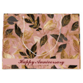 ピンク人気がある金ゴールドボ葉ホコレクション ラージペーパーバッグ (正面)