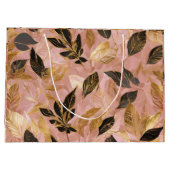 ピンク人気がある金ゴールドボ葉ホコレクション ラージペーパーバッグ (裏面)