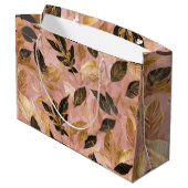 ピンク人気がある金ゴールドボ葉ホコレクション ラージペーパーバッグ (裏面アングル)