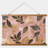 ピンク人気がある金ゴールドボ葉ホコレクション 吊り下げ型タペストリー (正面)