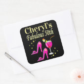 ピンク人気がある50位誕生日DIVAデザイン スクエアシール (封筒)