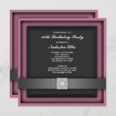 ピンク任意の誕生日パーティーの招待テンプレート 招待状 (正面/裏面)